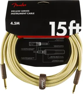 Fender Deluxe 15' Series Instrument Cable - Tweed