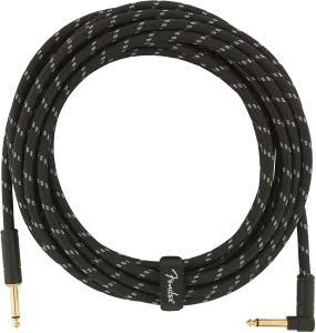 Fender Deluxe Series Instrument Cable, Straight/Angle, 18.6', Black Tweed