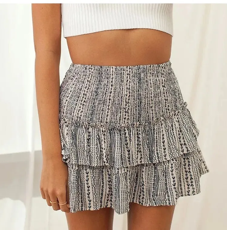 Floral Ruffle Mini Skirt