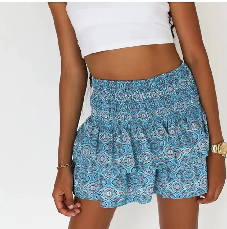 Floral Ruffle Mini Skirt
