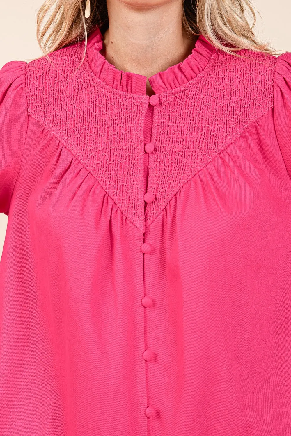 GEE GEE BUTTON DOWN SMOCKED DRESS