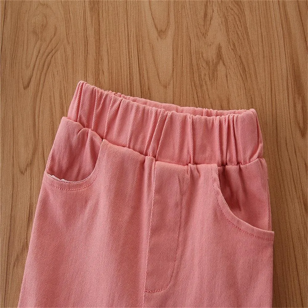 Girls Pink Ripped Denim Flared Jeans Buy Wholesale Kids Clothes