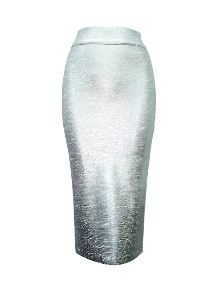 Gold Silver Bandage bodycon Skirt