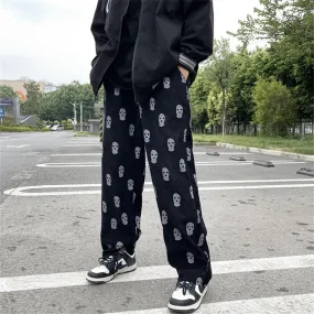 Gothic Skull Full Print Baggy Straight Pants