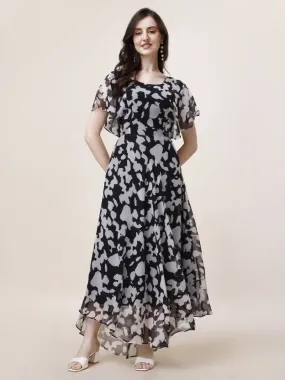 Graceful Georgette Fit and Flare Maxi Dress