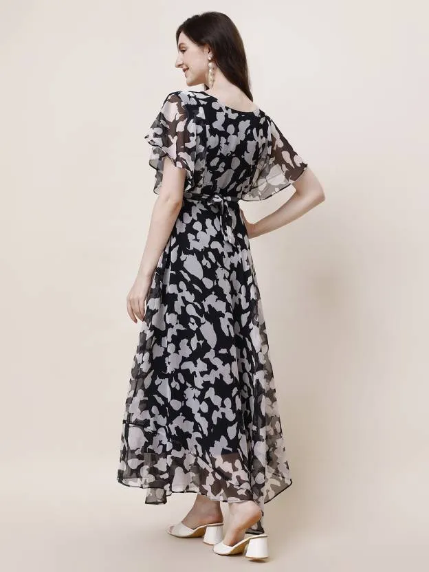 Graceful Georgette Fit and Flare Maxi Dress