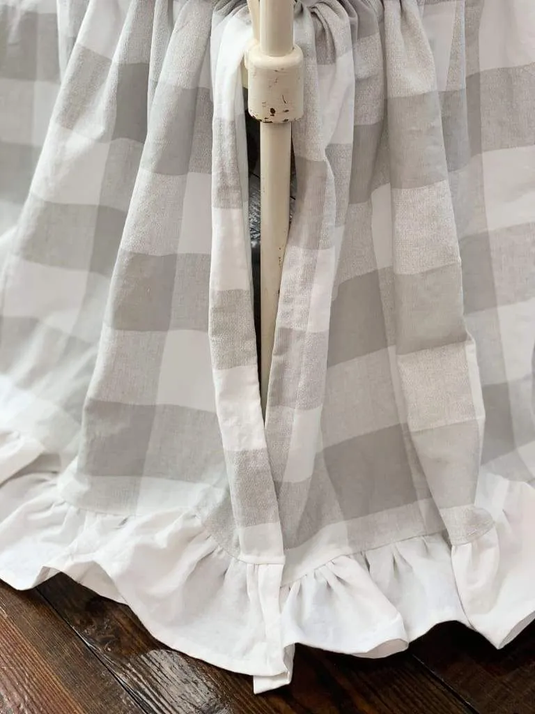 Grey Buffalo Check Ruffled Crib Skirt