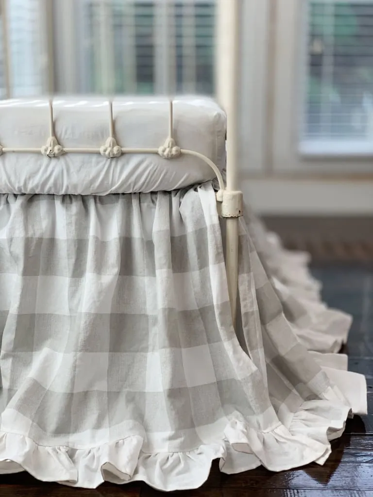 Grey Buffalo Check Ruffled Crib Skirt