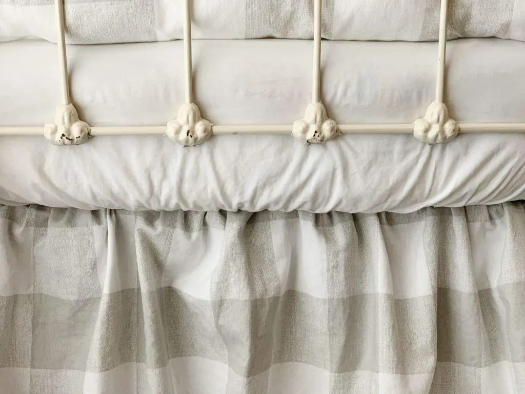 Grey Buffalo Check Ruffled Crib Skirt