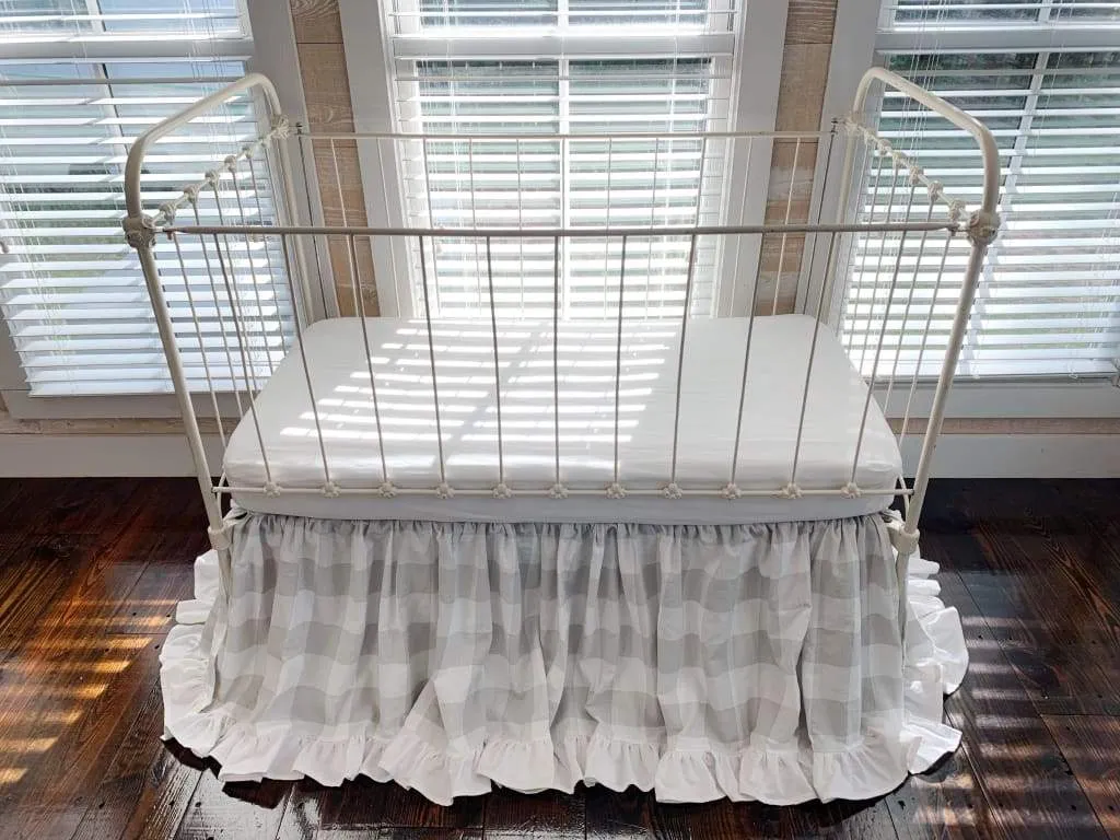 Grey Buffalo Check Ruffled Crib Skirt