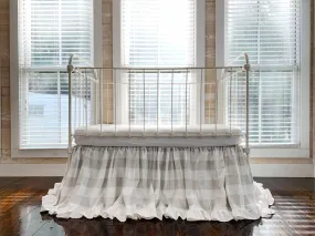 Grey Buffalo Check Ruffled Crib Skirt