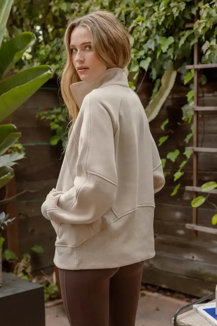 HALF ZIP LONG SLEEVE KNIT TOP