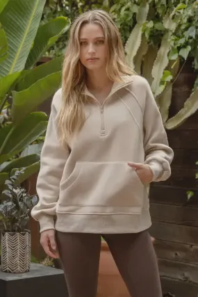 HALF ZIP LONG SLEEVE KNIT TOP