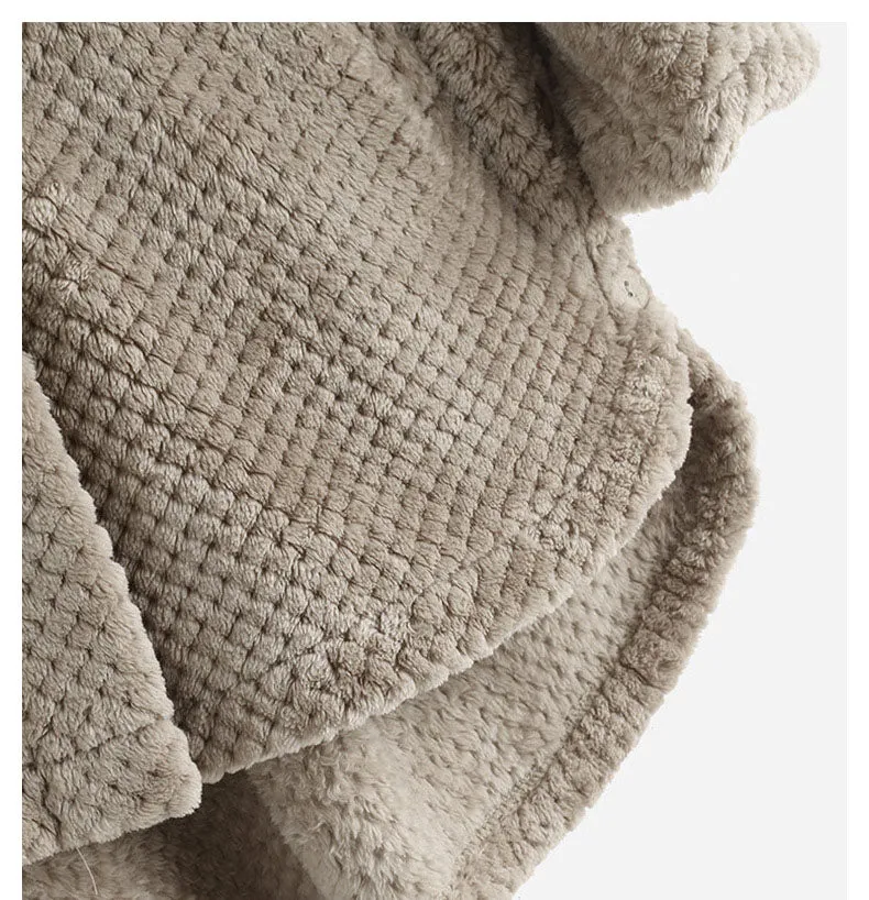 Hooded Faux Fur Coats for Women Long Teddy Bear Jacket Button Fluffy Pullover Loose Sweater