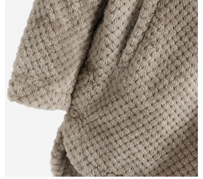 Hooded Faux Fur Coats for Women Long Teddy Bear Jacket Button Fluffy Pullover Loose Sweater