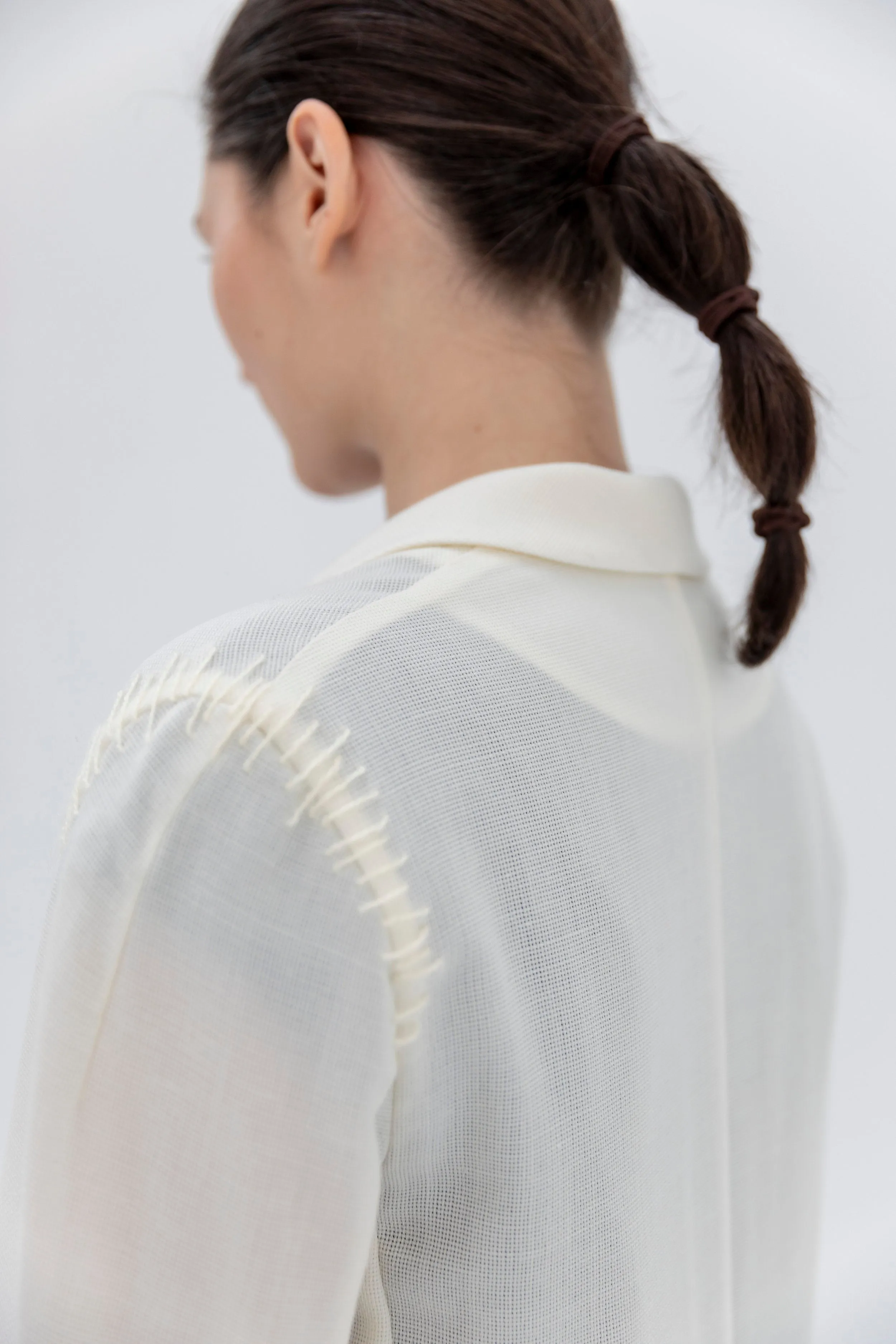 Ivory Blazer-Shirt with a Mohair Weaving