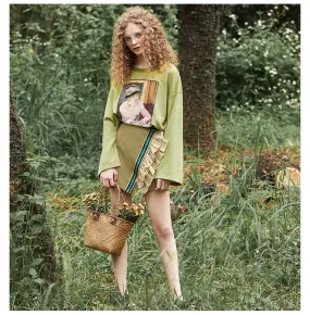 JAM PRINCESS WRAP FRONT MINI SKIRT IN CAMO GREEN