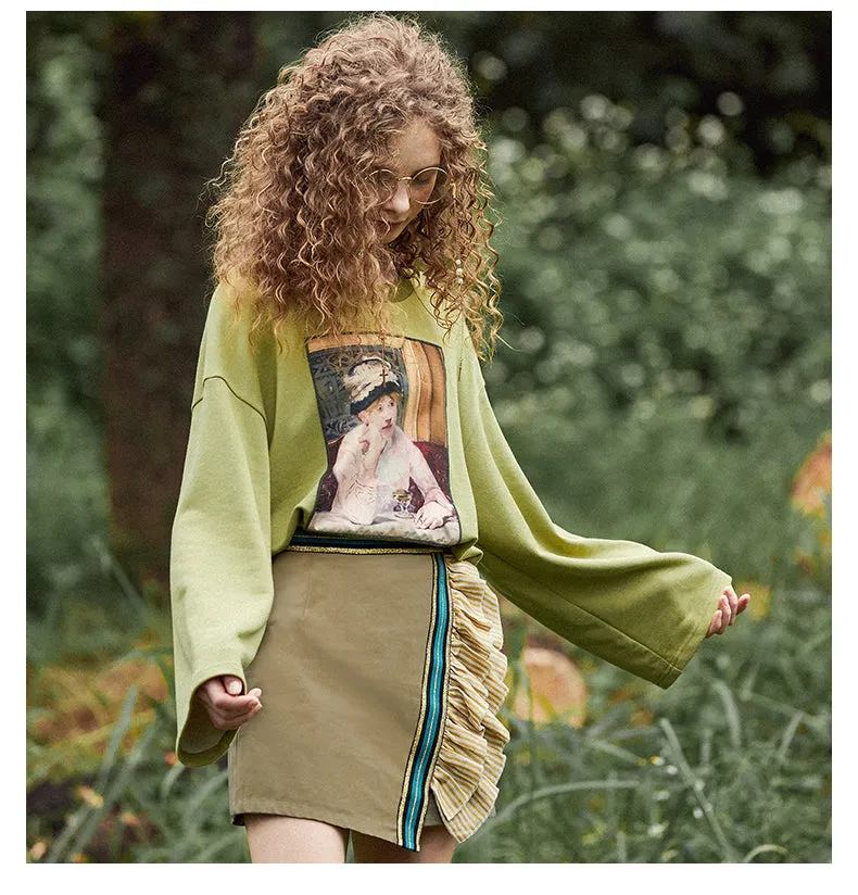JAM PRINCESS WRAP FRONT MINI SKIRT IN CAMO GREEN