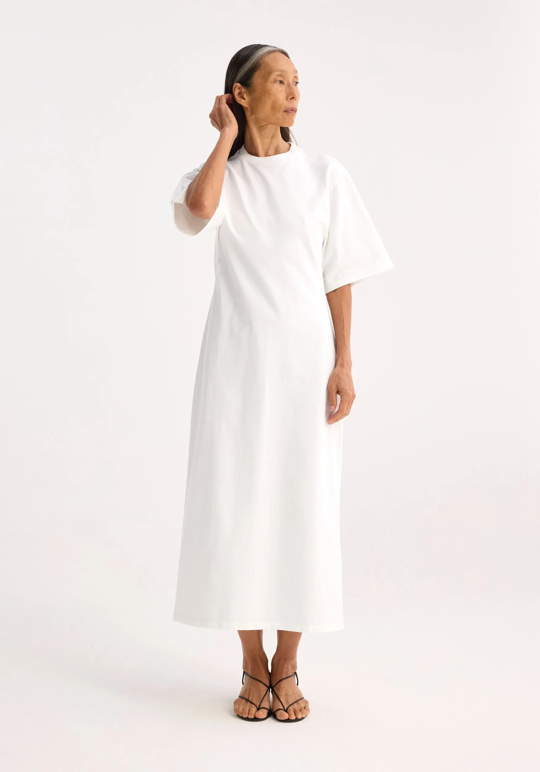 Jersey fitted t-shirt dress | optic white