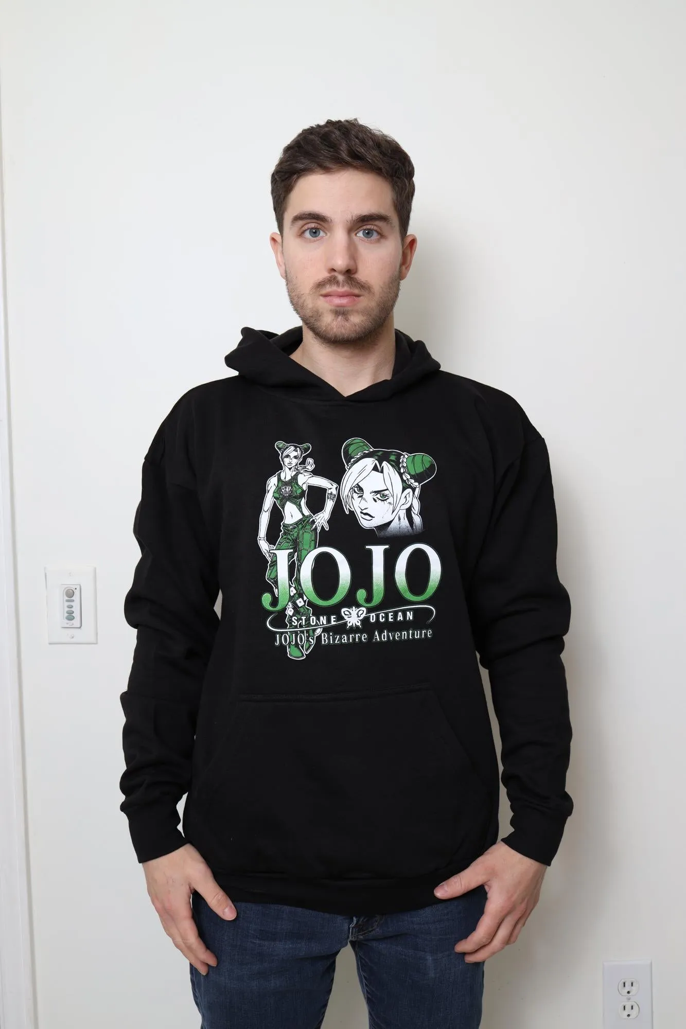 JoJo's Bizarre Adventure Jolyne Cujoh Green & White - Front & Back Print - Licensed Adult Hoodie