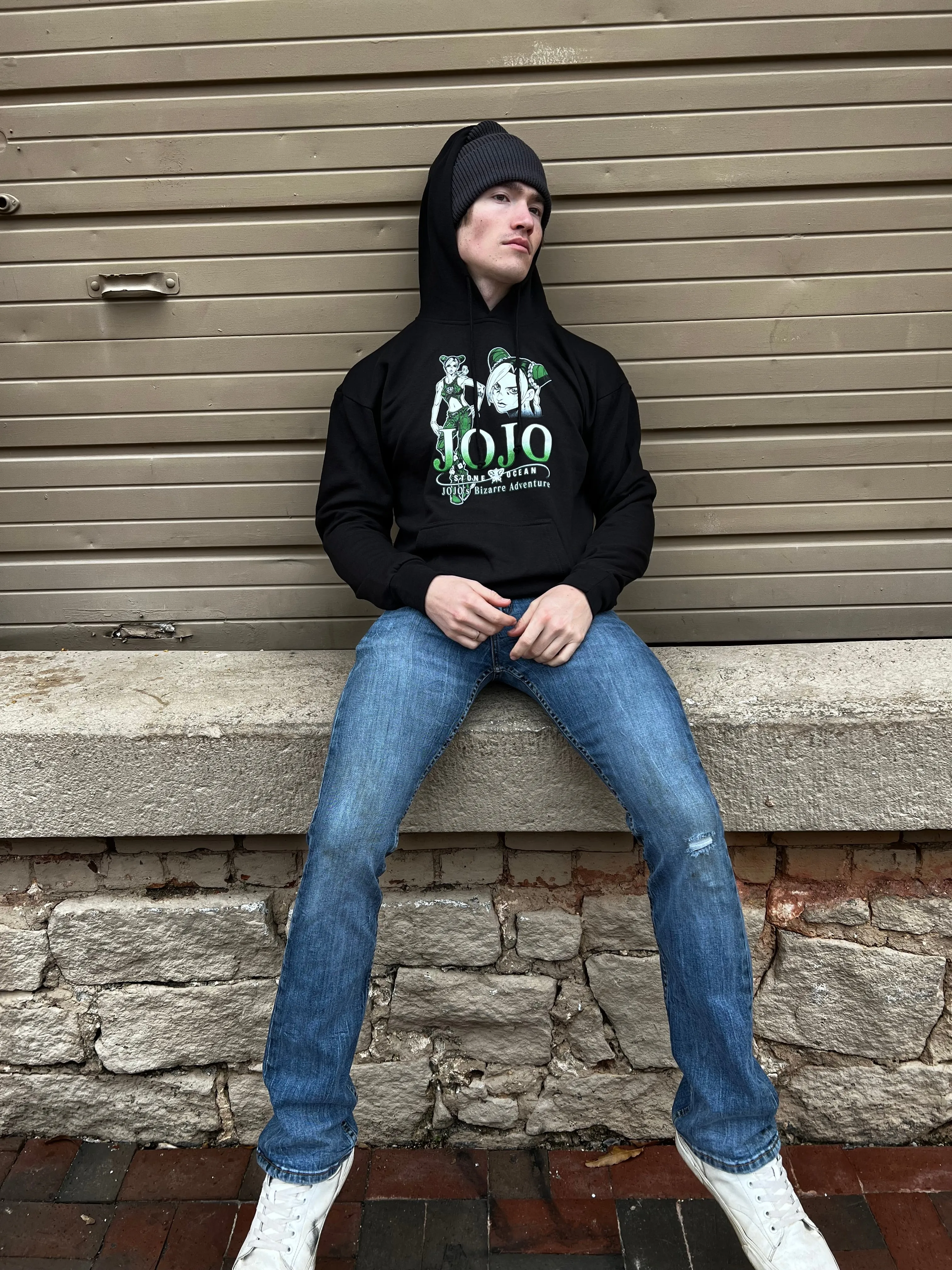 JoJo's Bizarre Adventure Jolyne Cujoh Green & White - Front & Back Print - Licensed Adult Hoodie