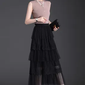 Lace Polka Dot Tulle Skirt