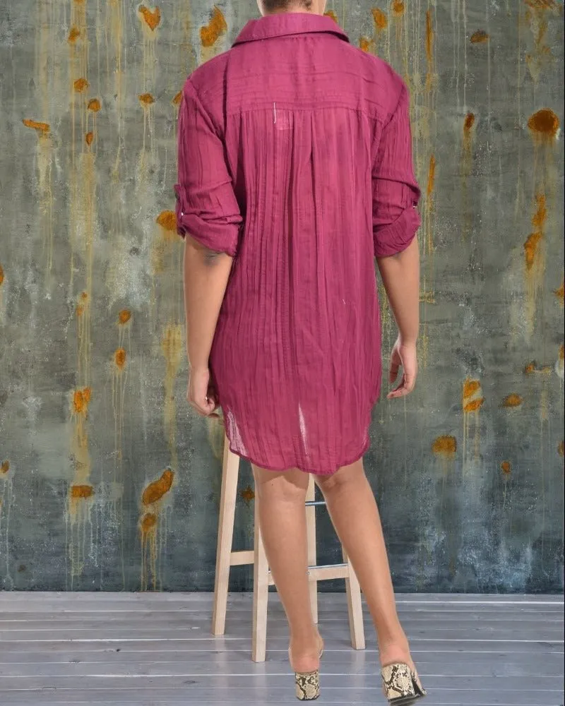 Ladies Maroon Shirt Dress