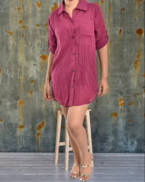 Ladies Maroon Shirt Dress