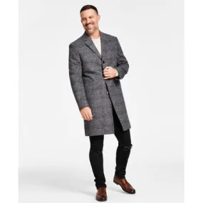 Lauren Ralph Lauren Mens Luther Luxury Blend Overcoat Coat Black White Plaid 40R