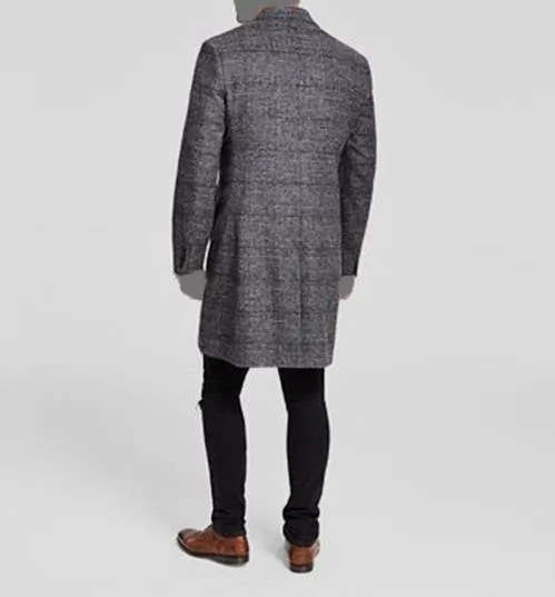 Lauren Ralph Lauren Mens Luther Luxury Blend Overcoat Coat Black White Plaid 40R
