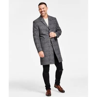 Lauren Ralph Lauren Mens Luther Luxury Blend Overcoat Coat Black White Plaid 40R