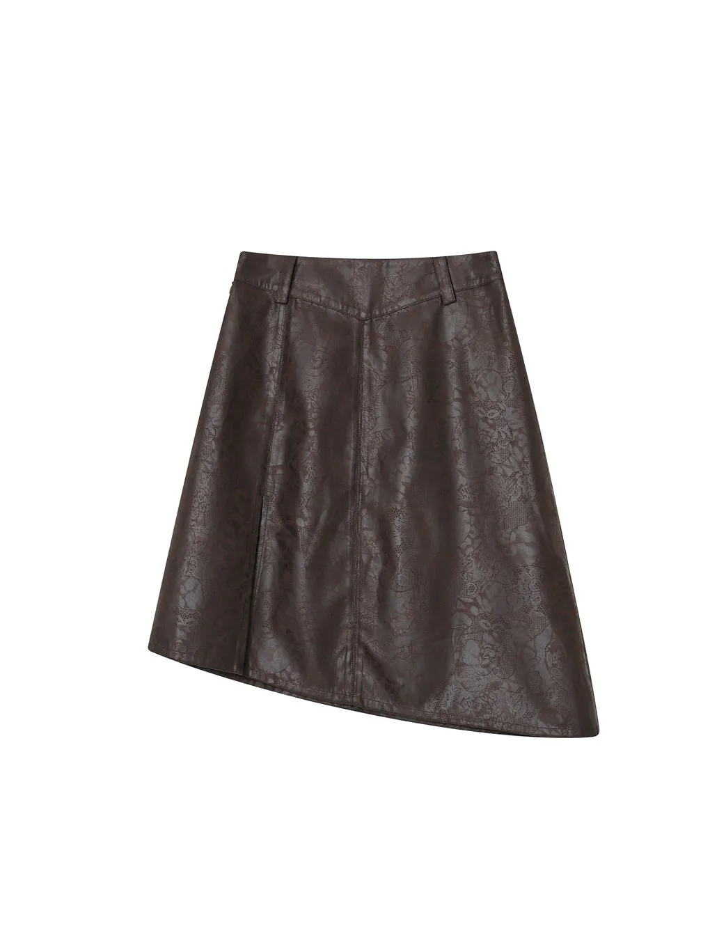 Leather Lace Asymmetry Middle Skirt