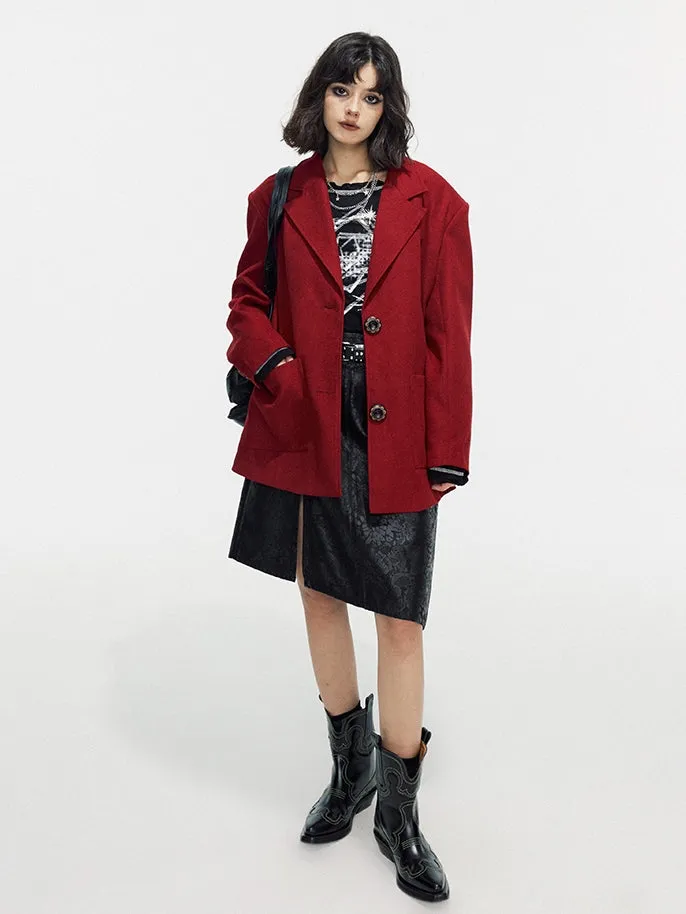 Leather Lace Asymmetry Middle Skirt