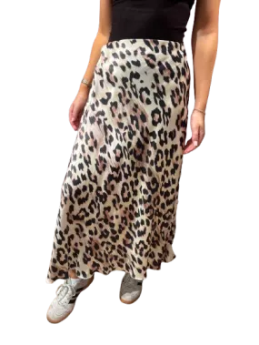 Leopard satin skirt
