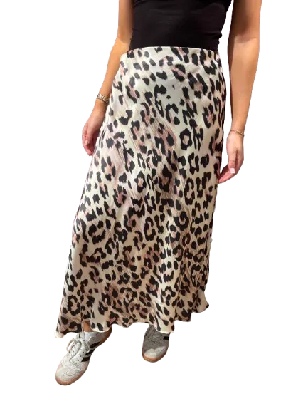 Leopard satin skirt