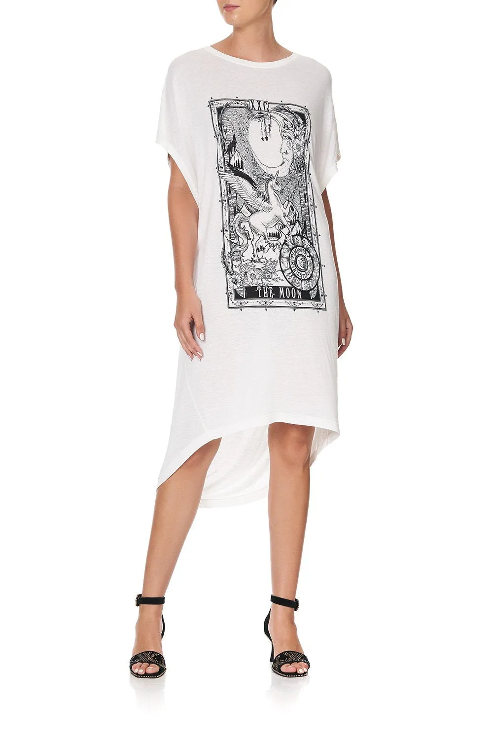 LONG SCOOP BACK HEM T-SHIRT SILVER LININGS