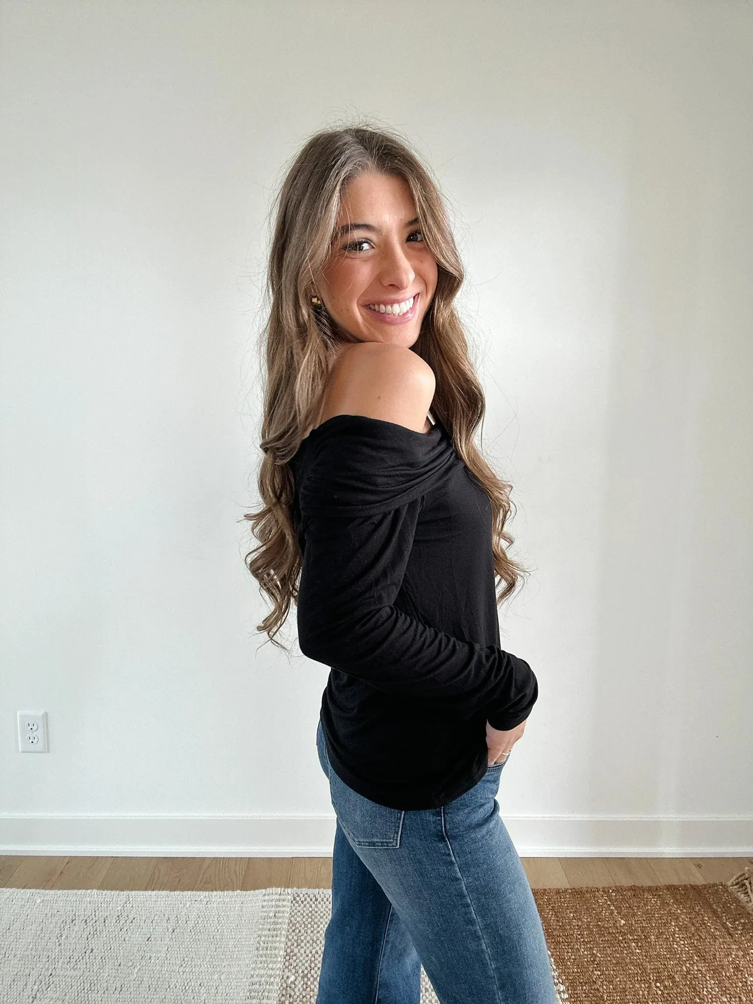 Mac and Me Off-the-Shoulder Long Sleeve Top