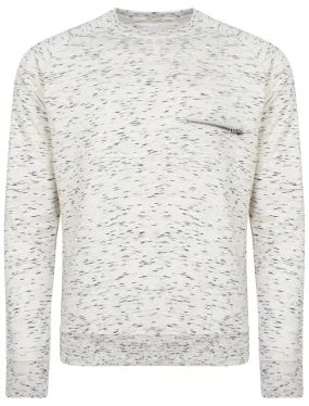 Mens Bryan Slub Sweatshirt in Cream Space Dye