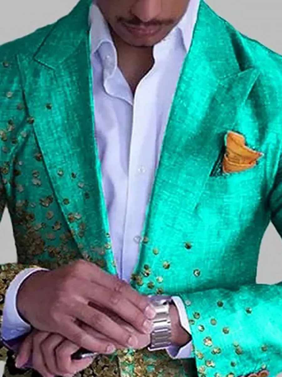 Men's Party Sequin Leopard Print Single Breasted Slim Fit Blazer