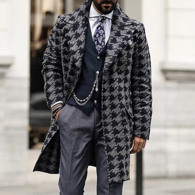 Men's Wool Plaid Overcoat