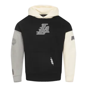 NBA LOS ANGELES LAKERS REVERSE FRENCH TERRY MEN'S CB FLC PO HOODIE (BLACK/GRAY/EGGSHELL)