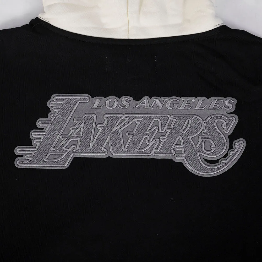 NBA LOS ANGELES LAKERS REVERSE FRENCH TERRY MEN'S CB FLC PO HOODIE (BLACK/GRAY/EGGSHELL)