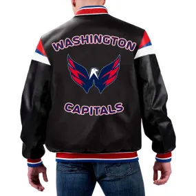 NHL Washington Capitals Leather Jacket For Men and Women