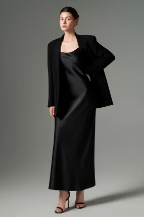 Noor Straight Notch Lapel Crepe Blazer
