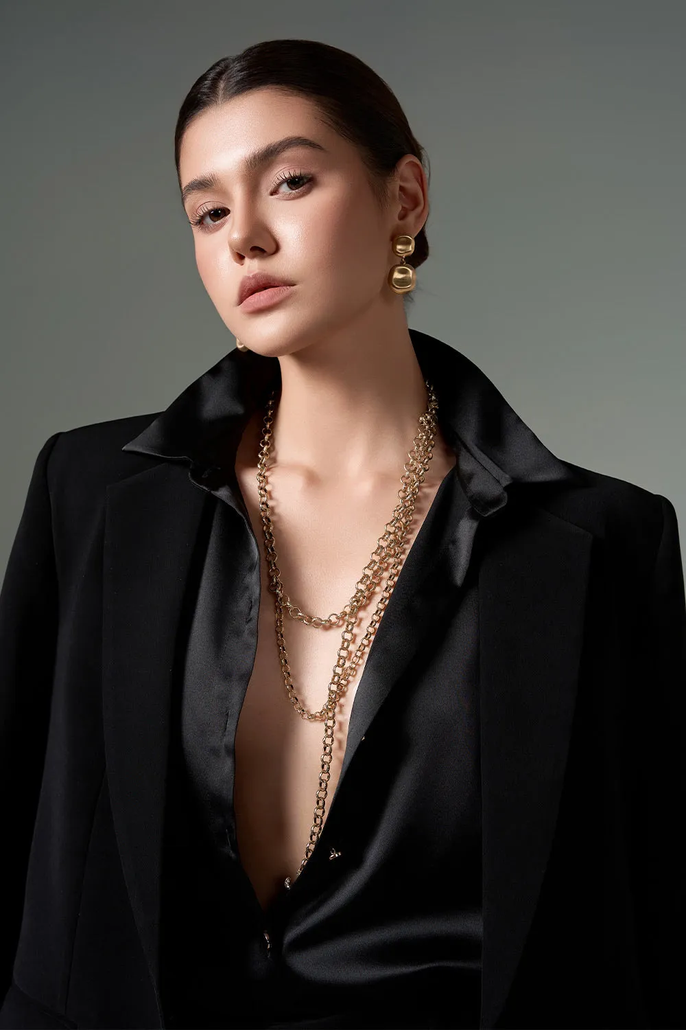 Noor Straight Notch Lapel Crepe Blazer