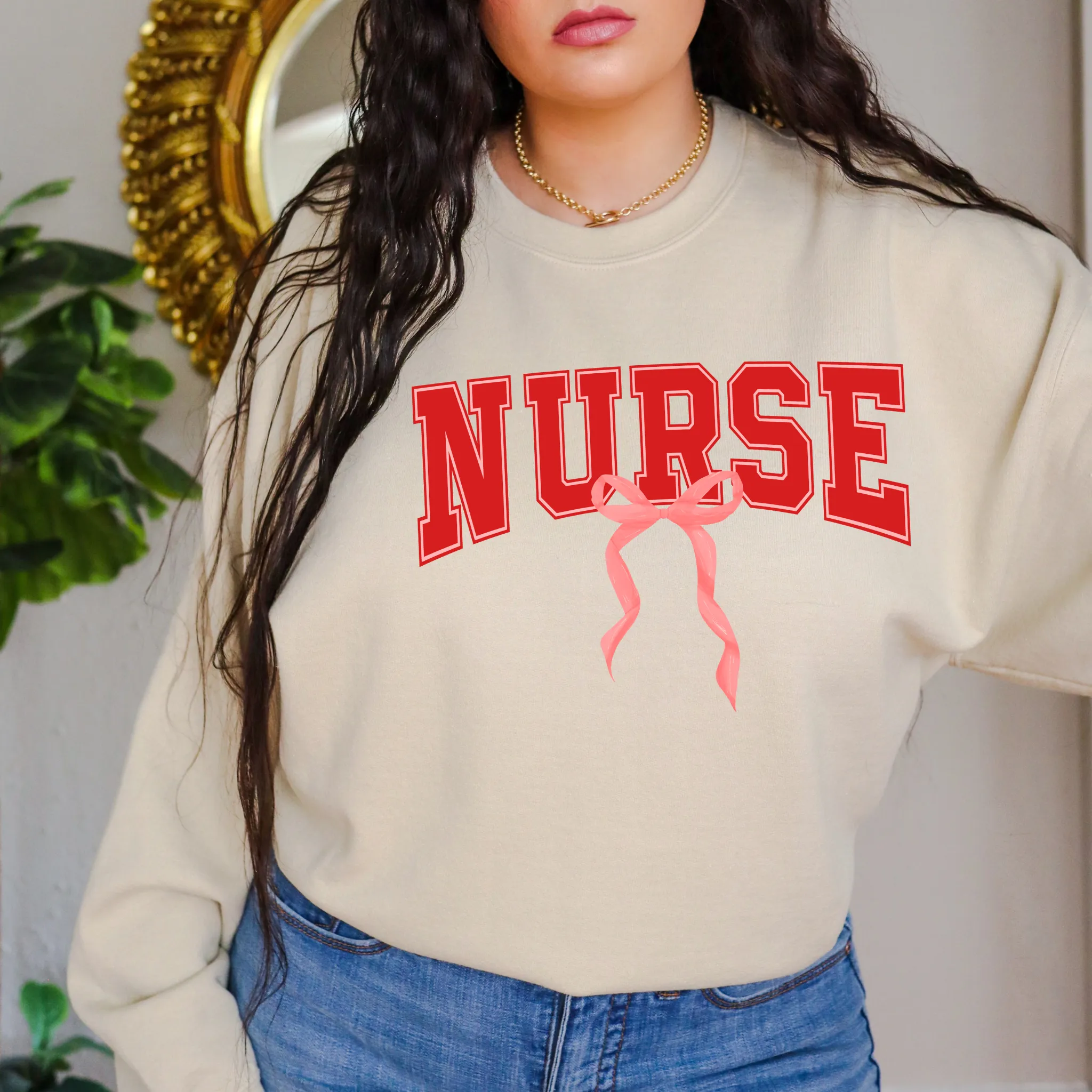 Nurse Red Bow Crewneck Sweatshirt