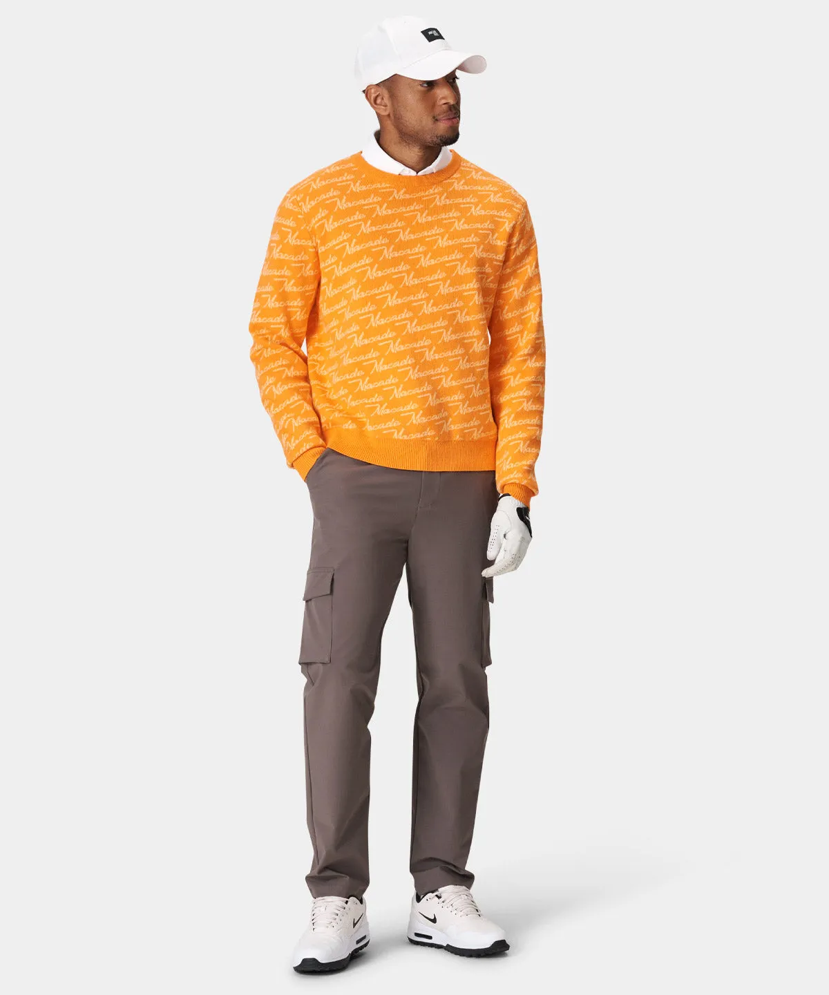 Orange Intarsia Oversized Crewneck