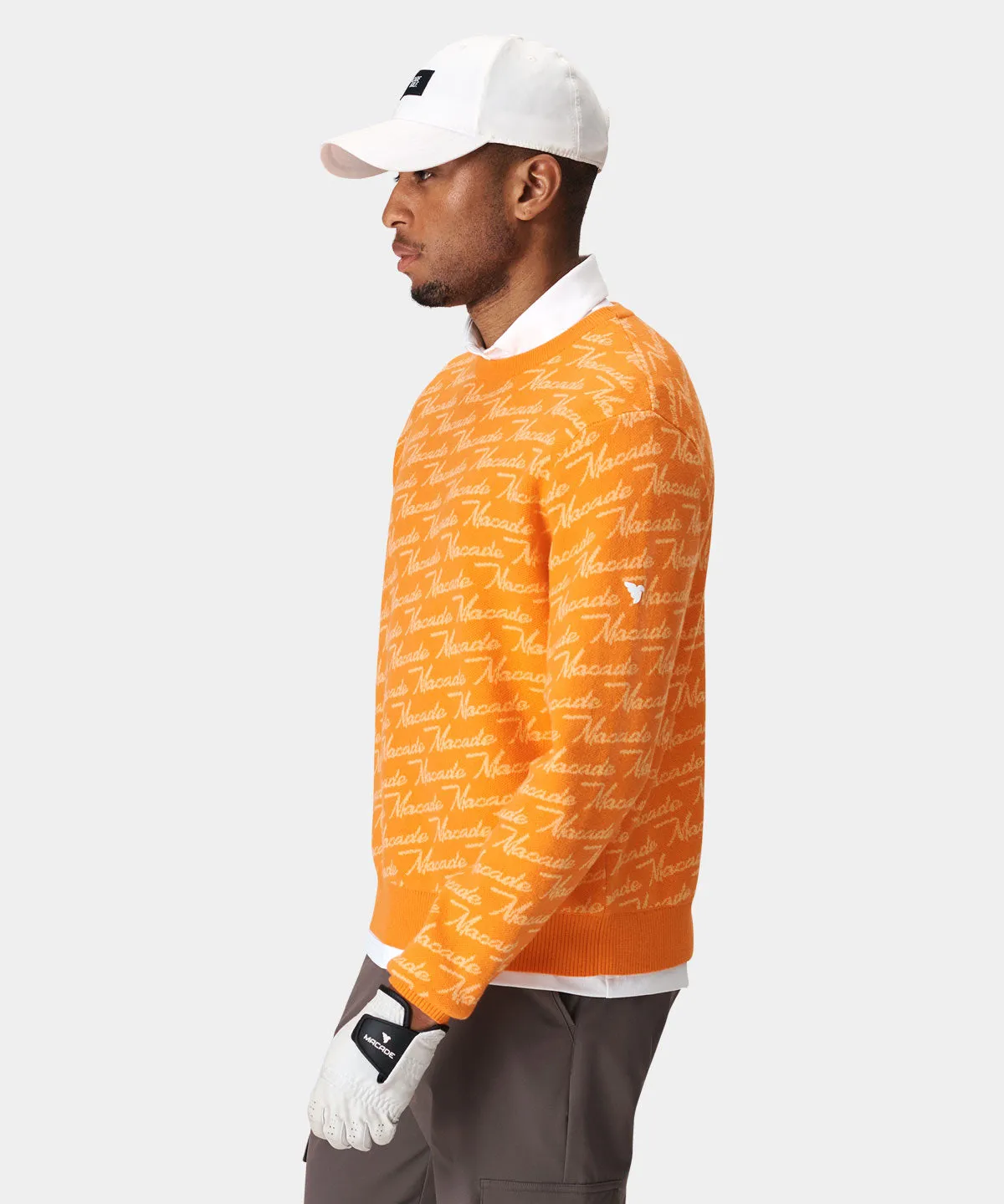 Orange Intarsia Oversized Crewneck