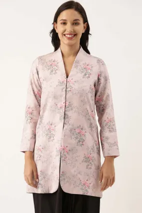 Pink Linen Embroidered Jacket