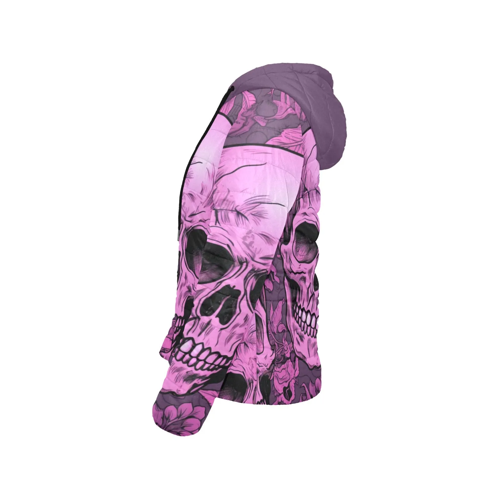 Pink Skulls Padded Hooded Jacket